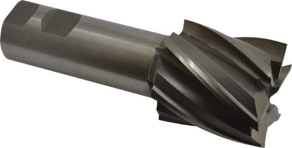 Interstate - 2", 2" LOC, 1-1/4" Shank Diam, 5-1/2" OAL, 6 Flute, High Speed Steel Square End Mill - Single End, Uncoated, Spiral Flute, 30° Helix, Right Hand Cut, Right Hand Flute - Eagle Tool & Supply