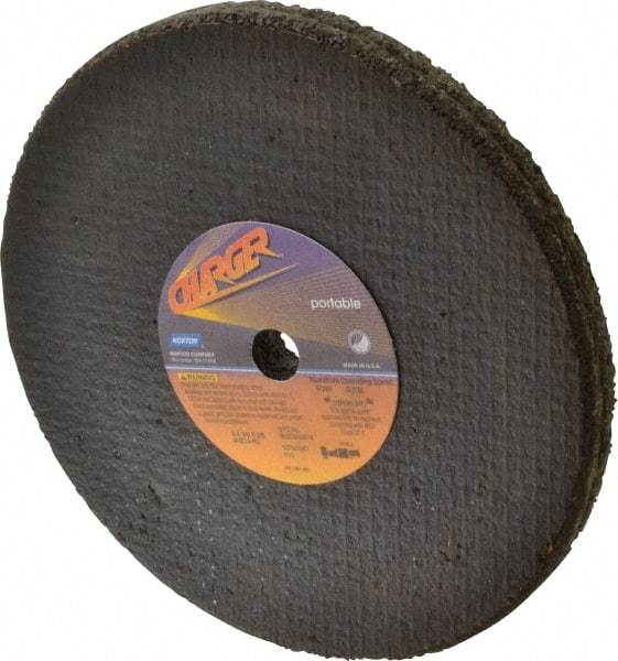 Norton - 8" Diam x 5/8" Hole x 3/4" Thick, R Hardness, 14 Grit Surface Grinding Wheel - Zirconia Alumina, Type 1, Very Coarse Grade, 6,000 Max RPM, No Recess - Eagle Tool & Supply