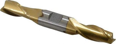 Interstate - 9/16", 1-1/8" LOC, 5/8" Shank Diam, 4-1/2" OAL, 2 Flute, High Speed Steel Square End Mill - Double End, TiN Finish, Spiral Flute, 30° Helix, Centercutting, Right Hand Cut, Right Hand Flute - Eagle Tool & Supply