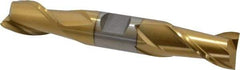 Interstate - 3/4", 1-5/16" LOC, 3/4" Shank Diam, 5" OAL, 2 Flute, High Speed Steel Square End Mill - Double End, TiN Finish, Spiral Flute, 30° Helix, Centercutting, Right Hand Cut, Right Hand Flute - Eagle Tool & Supply