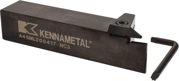 Kennametal - External Thread, 0.67" Max Depth of Cut, 4mm Min Groove Width, 6" OAL, Left Hand Indexable Grooving Cutoff Toolholder - 1-1/4" Shank Height x 1-1/4" Shank Width, A4..04.. Insert Style, A4SM Toolholder Style, Series A4 - Eagle Tool & Supply