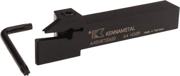 Kennametal - 0.79" Max Depth of Cut, 6mm Min Groove Width, 5" OAL, Right Hand Indexable Grooving Cutoff Toolholder - 6 Seat Size, 3/4" Shank Height x 3/4" Shank Width, A4..06.. Insert Style, A4SM Toolholder Style, Series A4 - Eagle Tool & Supply