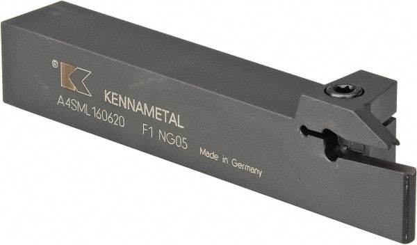 Kennametal - External Thread, 0.79" Max Depth of Cut, 6mm Min Groove Width, 6" OAL, Left Hand Indexable Grooving Cutoff Toolholder - 1" Shank Height x 1" Shank Width, A4..06.. Insert Style, A4SM Toolholder Style, Series A4 - Eagle Tool & Supply