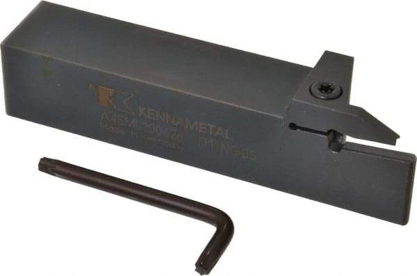 Kennametal - External Thread, 1.02" Max Depth of Cut, 6mm Min Groove Width, 6" OAL, Left Hand Indexable Grooving Cutoff Toolholder - 1-1/4" Shank Height x 1-1/4" Shank Width, A4..06.. Insert Style, A4SM Toolholder Style, Series A4 - Eagle Tool & Supply