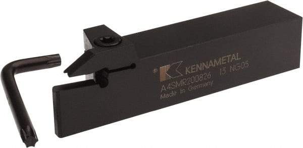 Kennametal - External Thread, 1.02" Max Depth of Cut, 8mm Min Groove Width, 6" OAL, Right Hand Indexable Grooving Cutoff Toolholder - 8 Seat Size, 1-1/4" Shank Height x 1-1/4" Shank Width, A4..08.. Insert Style, A4SM Toolholder Style, Series A4 - Eagle Tool & Supply