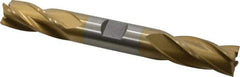Interstate - 5/8", 1-3/8" LOC, 5/8" Shank Diam, 5" OAL, 4 Flute, High Speed Steel Square End Mill - Double End, TiN Finish, Spiral Flute, 30° Helix, Right Hand Cut, Right Hand Flute - Eagle Tool & Supply