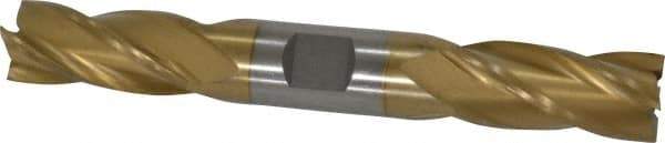 Interstate - 3/4", 1-5/8" LOC, 3/4" Shank Diam, 5-5/8" OAL, 4 Flute, High Speed Steel Square End Mill - Double End, TiN Finish, Spiral Flute, 30° Helix, Right Hand Cut, Right Hand Flute - Eagle Tool & Supply