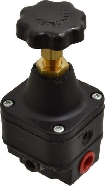 Norgren - 1/4 NPT Port, 12 CFM, Zinc Precision Constant Bleed Regulator - 0.4 to 10 psi Range, 150 Max psi Supply Pressure, 2.12" Wide x 4.55" High - Eagle Tool & Supply