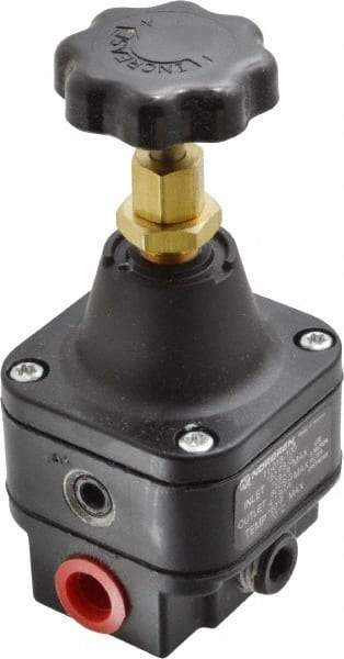 Norgren - 1/4 NPT Port, 12 CFM, Zinc Precision Constant Bleed Regulator - 1 to 60 psi Range, 150 Max psi Supply Pressure, 2.12" Wide x 4.55" High - Eagle Tool & Supply