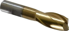 Interstate - 13/16", 1-1/2" LOC, 5/8" Shank Diam, 3-5/8" OAL, 2 Flute, High Speed Steel Square End Mill - Single End, TiN Finish, Spiral Flute, 30° Helix, Centercutting, Right Hand Cut, Right Hand Flute - Eagle Tool & Supply