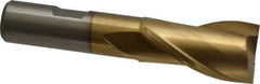 Interstate - 7/8", 1-1/2" LOC, 5/8" Shank Diam, 3-5/8" OAL, 2 Flute, High Speed Steel Square End Mill - Single End, TiN Finish, Spiral Flute, 30° Helix, Centercutting, Right Hand Cut, Right Hand Flute - Eagle Tool & Supply