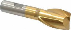 Interstate - 1", 1-1/2" LOC, 5/8" Shank Diam, 3-5/8" OAL, 2 Flute, High Speed Steel Square End Mill - Single End, TiN Finish, Spiral Flute, 30° Helix, Centercutting, Right Hand Cut, Right Hand Flute - Eagle Tool & Supply