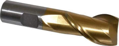 Interstate - 1", 1-1/2" LOC, 3/4" Shank Diam, 3-3/4" OAL, 2 Flute, High Speed Steel Square End Mill - Single End, TiN Finish, Spiral Flute, 30° Helix, Centercutting, Right Hand Cut, Right Hand Flute - Eagle Tool & Supply