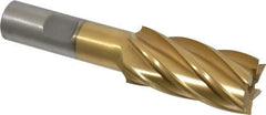 Interstate - 7/8", 1-7/8" LOC, 5/8" Shank Diam, 4" OAL, 6 Flute, High Speed Steel Square End Mill - Single End, TiN Finish, Spiral Flute, 30° Helix, Right Hand Cut, Right Hand Flute - Eagle Tool & Supply