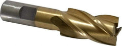Interstate - 1", 1-7/8" LOC, 3/4" Shank Diam, 4-1/8" OAL, 4 Flute, High Speed Steel Square End Mill - Single End, TiN Finish, Spiral Flute, 30° Helix, Right Hand Cut, Right Hand Flute - Eagle Tool & Supply