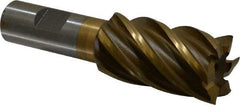 Interstate - 1-1/8", 2" LOC, 3/4" Shank Diam, 4-1/8" OAL, 6 Flute, High Speed Steel Square End Mill - Single End, TiN Finish, Spiral Flute, 30° Helix, Right Hand Cut, Right Hand Flute - Eagle Tool & Supply
