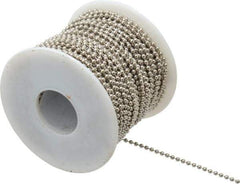 Made in USA - Number 3 Trade Size Brass Ball Chain - 0.095 Inch Ball Diameter, 12 Lbs. Tensile Strength, 100 Ft. Long , 94 Balls per Foot - Eagle Tool & Supply