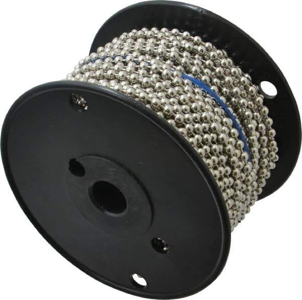 Made in USA - Number 10 Trade Size Steel Ball Chain - 0.178 Inch Ball Diameter, 45 Lbs. Tensile Strength, 100 Ft. Long , 48.5 Balls per Foot - Eagle Tool & Supply