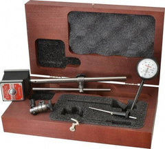Starrett - 0.001" Graduation, 0-100 Dial Reading, Dial Indicator & Base Kit - 1-15/16" Base Length x 1-5/8" Base Width x 1-7/8" Base Height, 1-11/16" Dial Diam - Eagle Tool & Supply