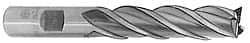 Interstate - 1-1/2", 4" LOC, 1-1/4" Shank Diam, 6-1/2" OAL, 6 Flute, High Speed Steel Square End Mill - Single End, Uncoated, Spiral Flute, 30° Helix, Right Hand Cut, Right Hand Flute - Eagle Tool & Supply
