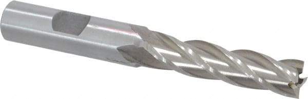 Interstate - 7/16", 1-3/4" LOC, 1/2" Shank Diam, 3-3/4" OAL, 4 Flute, High Speed Steel Square End Mill - Single End, Uncoated, Spiral Flute, 30° Helix, Right Hand Cut, Right Hand Flute - Eagle Tool & Supply