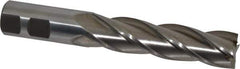 Interstate - 7/8", 3-1/2" LOC, 7/8" Shank Diam, 5-3/4" OAL, 4 Flute, High Speed Steel Square End Mill - Single End, Uncoated, Spiral Flute, 30° Helix, Right Hand Cut, Right Hand Flute - Eagle Tool & Supply