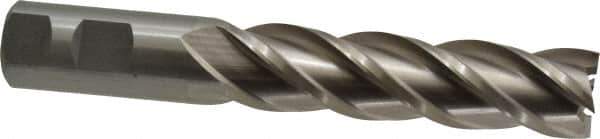 Interstate - 1", 4" LOC, 1" Shank Diam, 6-1/2" OAL, 4 Flute, High Speed Steel Square End Mill - Single End, Uncoated, Spiral Flute, 30° Helix, Right Hand Cut, Right Hand Flute - Eagle Tool & Supply