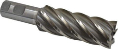 Interstate - 1-1/2", 4" LOC, 1" Shank Diam, 6-1/2" OAL, 6 Flute, High Speed Steel Square End Mill - Single End, Uncoated, Spiral Flute, 30° Helix, Right Hand Cut, Right Hand Flute - Eagle Tool & Supply