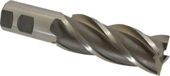 Interstate - 1-1/2", 4" LOC, 1-1/4" Shank Diam, 6-1/2" OAL, 4 Flute, High Speed Steel Square End Mill - Single End, Uncoated, Spiral Flute, 30° Helix, Right Hand Cut, Right Hand Flute - Eagle Tool & Supply