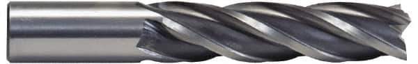 Hertel - 7/8", 3-1/2" LOC, 7/8" Shank Diam, 5-3/4" OAL, 4 Flute, High Speed Steel Square End Mill - Single End, Uncoated, Spiral Flute, 30° Helix, Right Hand Cut, Right Hand Flute - Eagle Tool & Supply