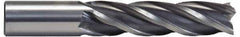 Hertel - 7/8", 3-1/2" LOC, 7/8" Shank Diam, 5-3/4" OAL, 4 Flute, High Speed Steel Square End Mill - Single End, Uncoated, Spiral Flute, 30° Helix, Right Hand Cut, Right Hand Flute - Eagle Tool & Supply