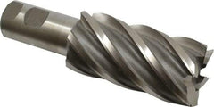 Interstate - 2", 4" LOC, 1-1/4" Shank Diam, 6-1/2" OAL, 6 Flute, High Speed Steel Square End Mill - Single End, Uncoated, Spiral Flute, 30° Helix, Right Hand Cut, Right Hand Flute - Eagle Tool & Supply