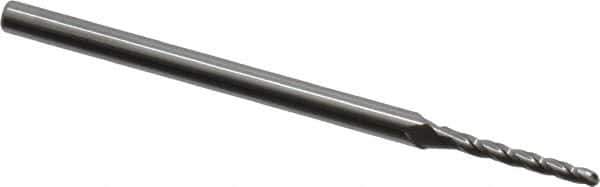 Accupro - 0.5° Taper Angle per Side, 1/16" Small End Diam, 1/2" LOC, Solid Carbide 3 Flute Tapered Ball End Mill - 2-1/4" OAL, 1/8" Shank Diam - Eagle Tool & Supply