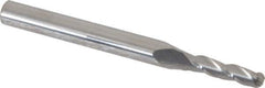 Accupro - 0.5° Taper Angle per Side, 1/8" Small End Diam, 1/2" LOC, Solid Carbide 3 Flute Tapered Ball End Mill - 2" OAL, 3/16" Shank Diam - Eagle Tool & Supply