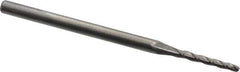 Accupro - 1° Taper Angle per Side, 1/16" Small End Diam, 1/2" LOC, Solid Carbide 3 Flute Tapered Ball End Mill - 2-1/4" OAL, 1/8" Shank Diam - Eagle Tool & Supply