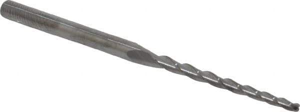 Accupro - 1° Taper Angle per Side, 1/16" Small End Diam, 1" LOC, Solid Carbide 3 Flute Tapered Ball End Mill - 2-1/4" OAL, 1/8" Shank Diam - Eagle Tool & Supply