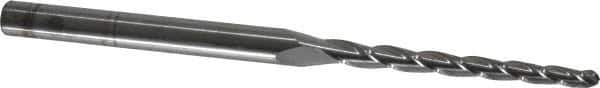 Accupro - 1° Taper Angle per Side, 3/32" Small End Diam, 1-1/4" LOC, Solid Carbide 3 Flute Tapered Ball End Mill - 3" OAL, 3/16" Shank Diam - Eagle Tool & Supply