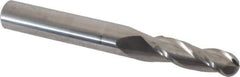 Accupro - 1° Taper Angle per Side, 1/4" Small End Diam, 3/4" LOC, Solid Carbide 3 Flute Tapered Ball End Mill - 2-1/2" OAL, 5/16" Shank Diam - Eagle Tool & Supply