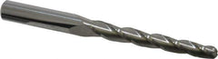 Accupro - 1° Taper Angle per Side, 1/4" Small End Diam, 2-1/4" LOC, Solid Carbide 3 Flute Tapered Ball End Mill - 4" OAL, 3/8" Shank Diam - Eagle Tool & Supply