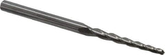 Accupro - 1.5° Taper Angle per Side, 3/32" Small End Diam, 1-1/4" LOC, Solid Carbide 3 Flute Tapered Ball End Mill - 3" OAL, 3/16" Shank Diam - Eagle Tool & Supply