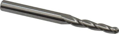 Accupro - 1.5° Taper Angle per Side, 1/8" Small End Diam, 3/4" LOC, Solid Carbide 3 Flute Tapered Ball End Mill - 2" OAL, 3/16" Shank Diam - Eagle Tool & Supply