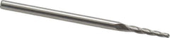 Accupro - 2° Taper Angle per Side, 1/16" Small End Diam, 1/2" LOC, Solid Carbide 3 Flute Tapered Ball End Mill - 2-1/4" OAL, 1/8" Shank Diam - Eagle Tool & Supply
