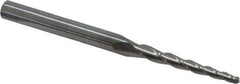 Accupro - 2° Taper Angle per Side, 5/64" Small End Diam, 1" LOC, Solid Carbide 3 Flute Tapered Ball End Mill - 2-1/2" OAL, 3/16" Shank Diam - Eagle Tool & Supply