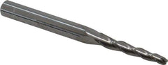 Accupro - 2° Taper Angle per Side, 3/32" Small End Diam, 3/4" LOC, Solid Carbide 3 Flute Tapered Ball End Mill - 2" OAL, 3/16" Shank Diam - Eagle Tool & Supply