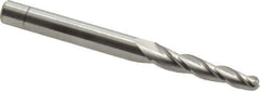 Accupro - 2° Taper Angle per Side, 1/8" Small End Diam, 3/4" LOC, Solid Carbide 3 Flute Tapered Ball End Mill - 2" OAL, 3/16" Shank Diam - Eagle Tool & Supply