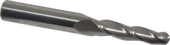 Accupro - 2° Taper Angle per Side, 1/4" Small End Diam, 1-1/4" LOC, Solid Carbide 3 Flute Tapered Ball End Mill - 3" OAL, 3/8" Shank Diam - Eagle Tool & Supply