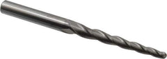 Accupro - 2° Taper Angle per Side, 1/4" Small End Diam, 3-1/4" LOC, Solid Carbide 3 Flute Tapered Ball End Mill - 6" OAL, 1/2" Shank Diam - Eagle Tool & Supply