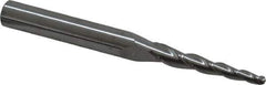 Accupro - 3° Taper Angle per Side, 3/32" Small End Diam, 1" LOC, Solid Carbide 3 Flute Tapered Ball End Mill - 2-1/2" OAL, 1/4" Shank Diam - Eagle Tool & Supply