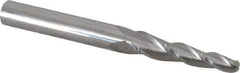 Accupro - 3° Taper Angle per Side, 3/16" Small End Diam, 1-1/4" LOC, Solid Carbide 3 Flute Tapered Ball End Mill - 3" OAL, 5/16" Shank Diam - Eagle Tool & Supply