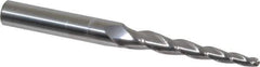 Accupro - 3° Taper Angle per Side, 3/16" Small End Diam, 2-1/2" LOC, Solid Carbide 3 Flute Tapered Ball End Mill - 5" OAL, 1/2" Shank Diam - Eagle Tool & Supply